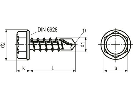 Selvskærende skrue, sekskant - 4,2x19mm, HEX-7mm (10 stk.)