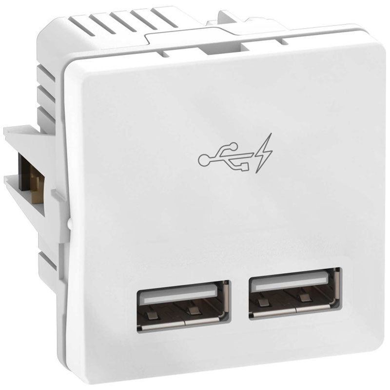 Fuga 2xUSB lader 2,1A 1 modul - hvid