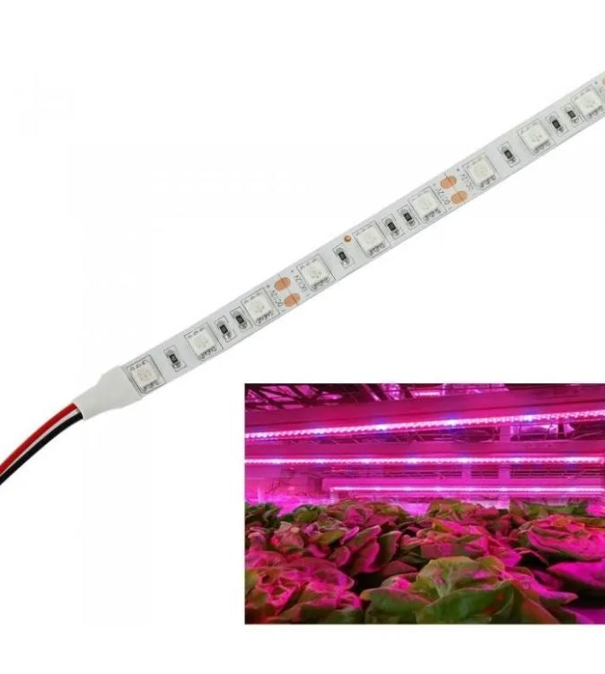 0,5 meter vandtæt aluprofil til vækst - 24V, 10,5W LED, 3:1 rød/blå fordeling, IP65, med stik