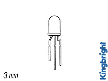 5mm LED - Tripolar RØD/GRØN, 60/50mcd, katode (60°)
