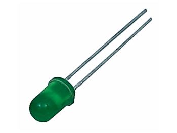 5mm Standard LED - Rund GRØN diffus (5mcd 30°)