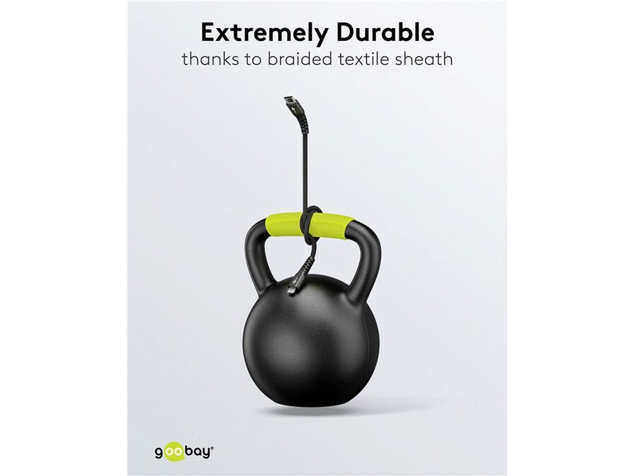 USB-C til Lightning Supersoft PD Tekstilkabel 3A, Sort (0,5m