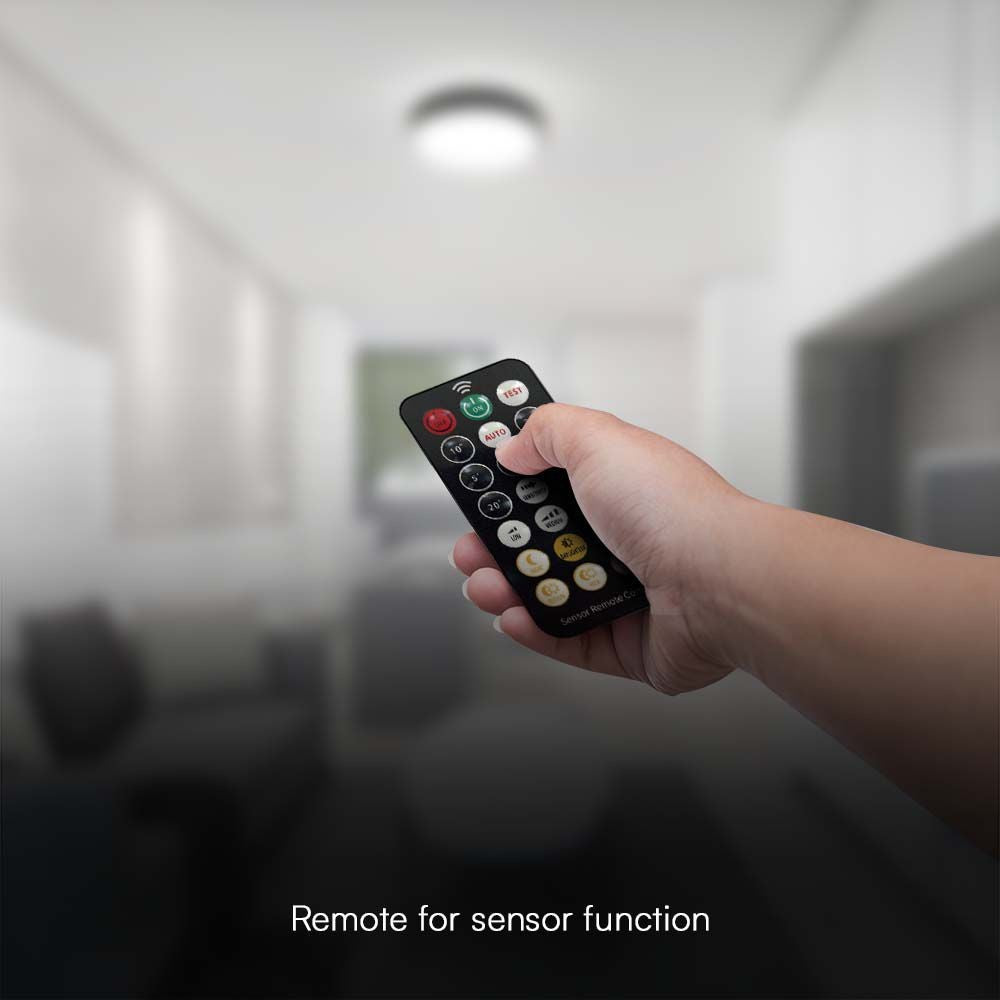 24W LED Kuppel Lys med Mikrobølgesensor, 4000K, Rundt, Sort Ramme, IP44 - Ideel til belysning af både indendørs og udendørs områder.