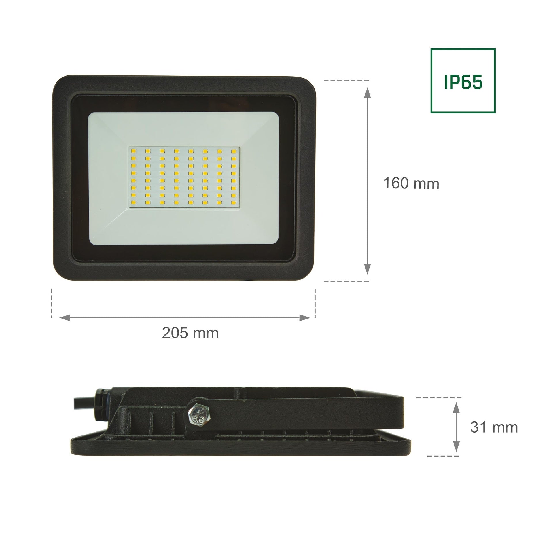 50W LED projektør m. sensor 2700K 3800 Lumen