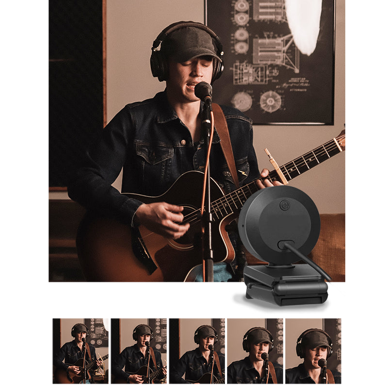 USB 2.0 Webcam m. ringlys - HD 1920x1080, Sort