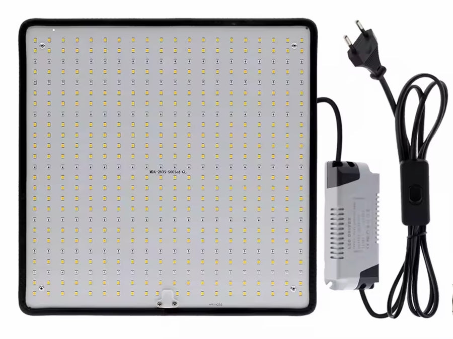 LED Panel Plantelampe - 500 LED Fuldspektrum, 40W (30x30cm)