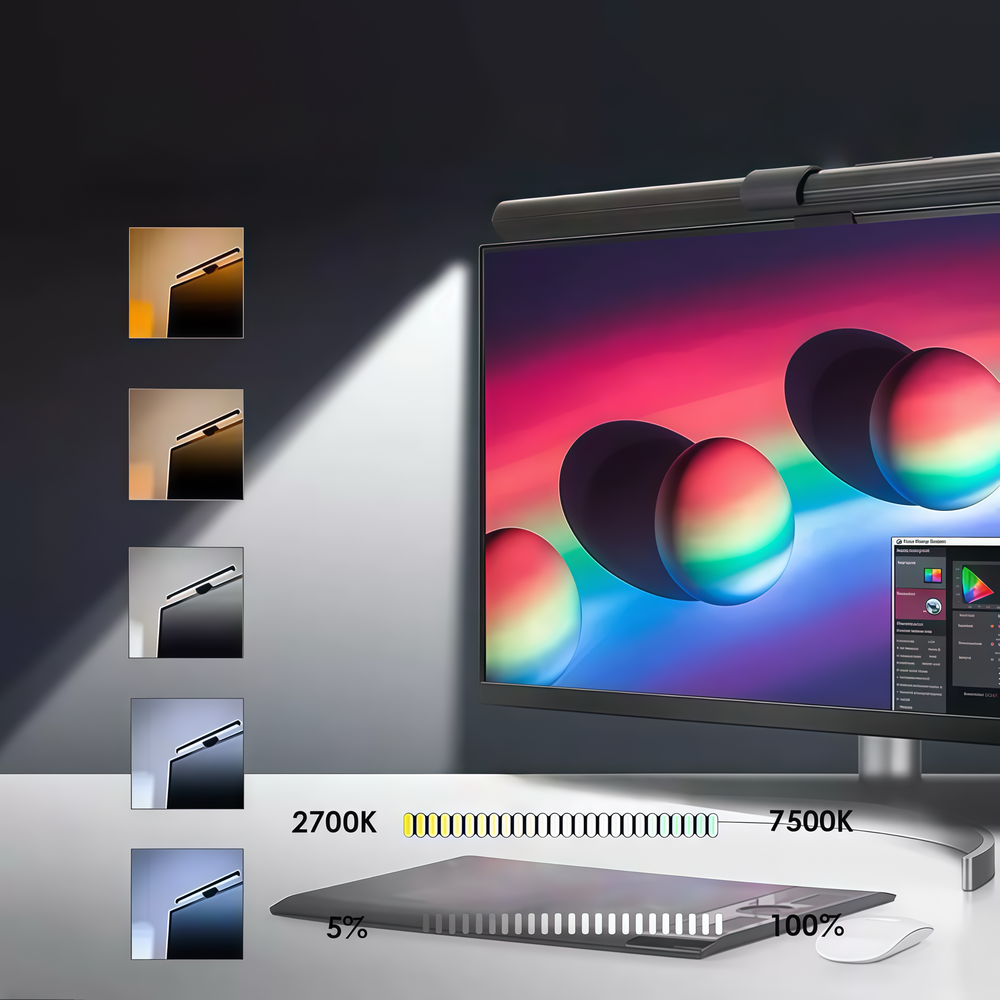 55cm Skærmlys CCT lampe - 5V USB, 7W, trådløs styring - Flimmerfri, RA97, 500lm