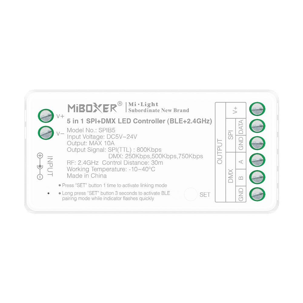 5i1 løbelys Bluetooth+DMX strip controller - RF, 12V/24V, RGB+CCT