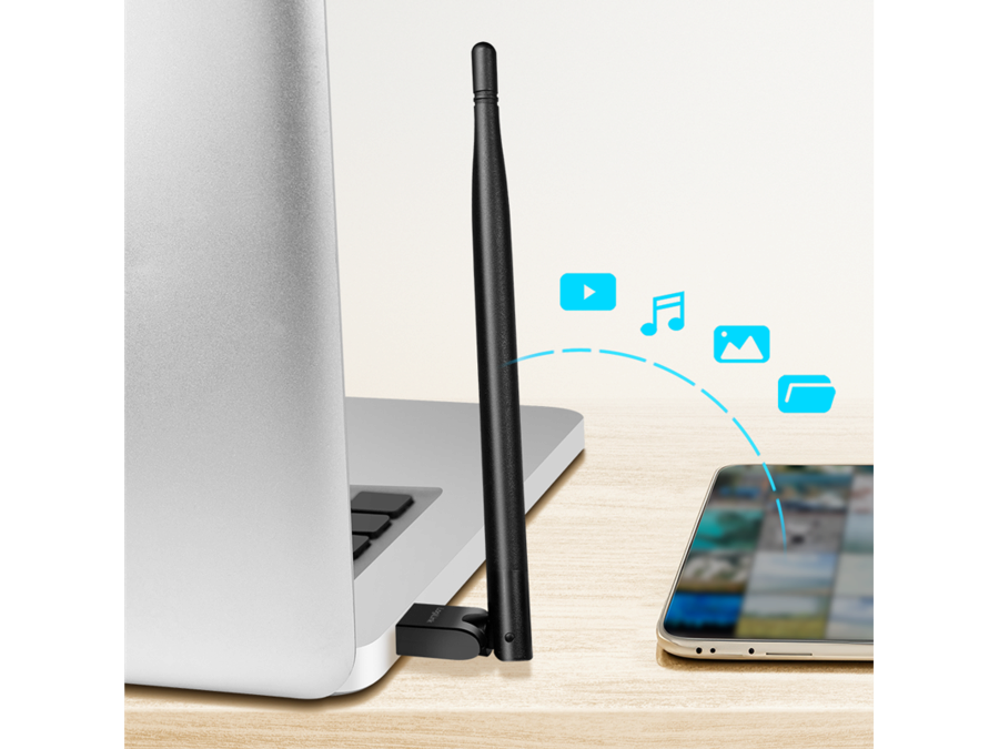 USB 2.0 bluetooth (5.3) adapter, USB-A, m. antenne (150m)