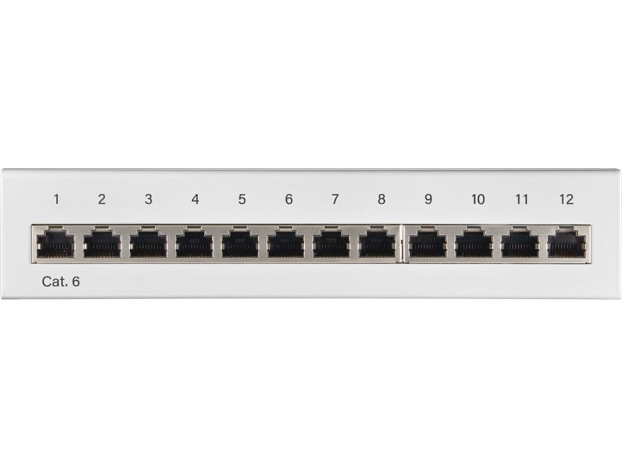 Patch panel - 12 x RJ45 CAT6 skærmet, Hvid