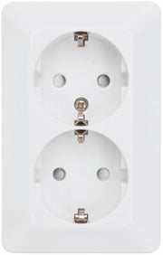 Stikkontakt dobbelt med schuko i hvid