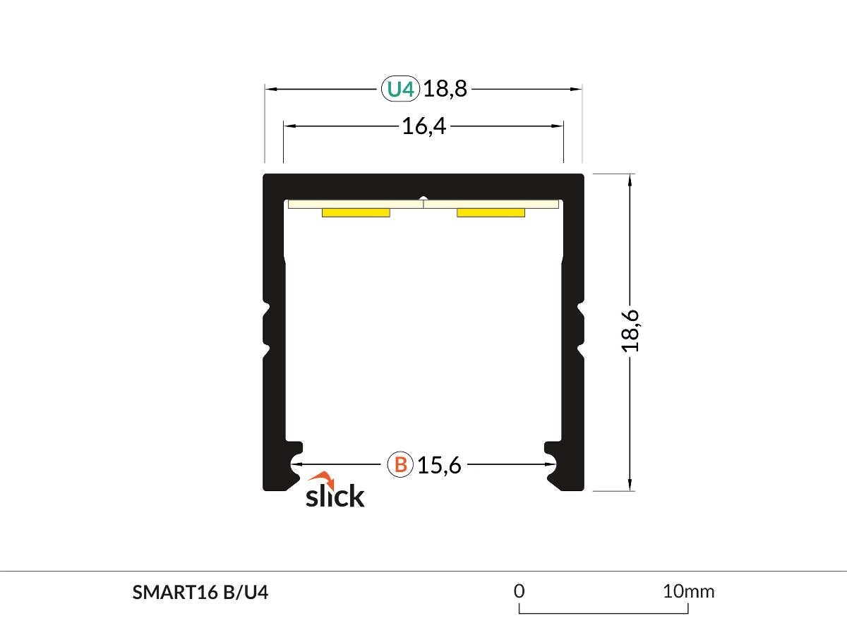 DIOFLEX Alu profil SMART16 B/U4 2m 18,8x18,6mm