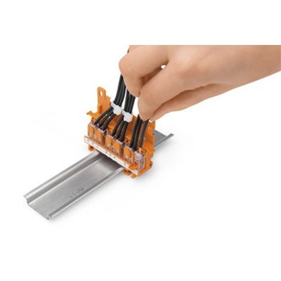 Din-skinne holder til samlemuffe i serien 221, 0,2-4 mm², orange