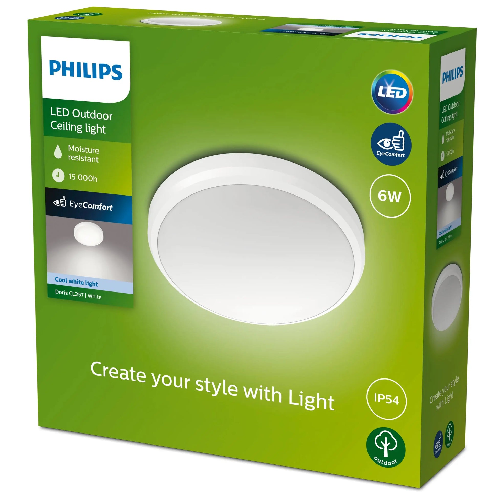 Doris Ceiling 6W 40K White IP54 HV