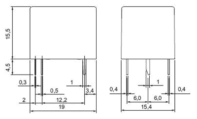 Miniature relæ - 3VDC 10A, 1 x skifte (SPDT), 5-ben 2mm