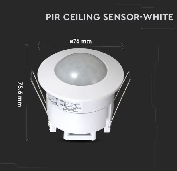 Bevægelsessensor til indbygning - LED venlig, hvid, PIR infrarød, IP20 indendørs