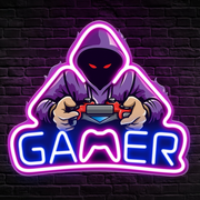 Neon gamer skilt med 5V USB-tilslutning