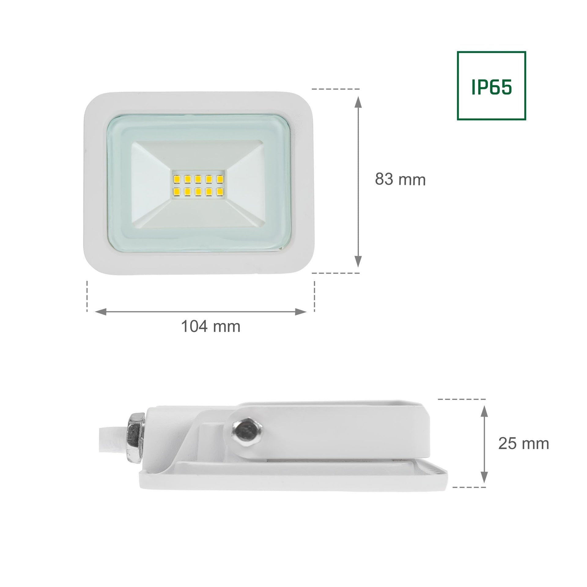 10W LED projektør m. sensor 4000K 820 Lumen