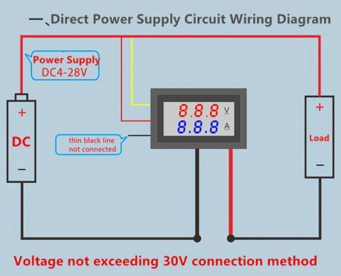 Panel multimeter - 0-100Vdc, 0-10A (46x27mm)