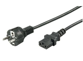 Strømkabel - CEE7/7 han til C13 (IEC), 1mm² Sort (1,5m)