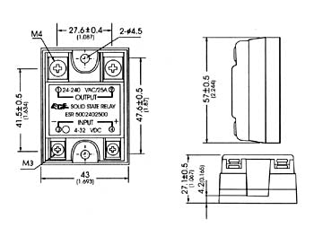 Solid state relæ - 3-32Vdc, 240VAC / 25A, 1 x slutte
