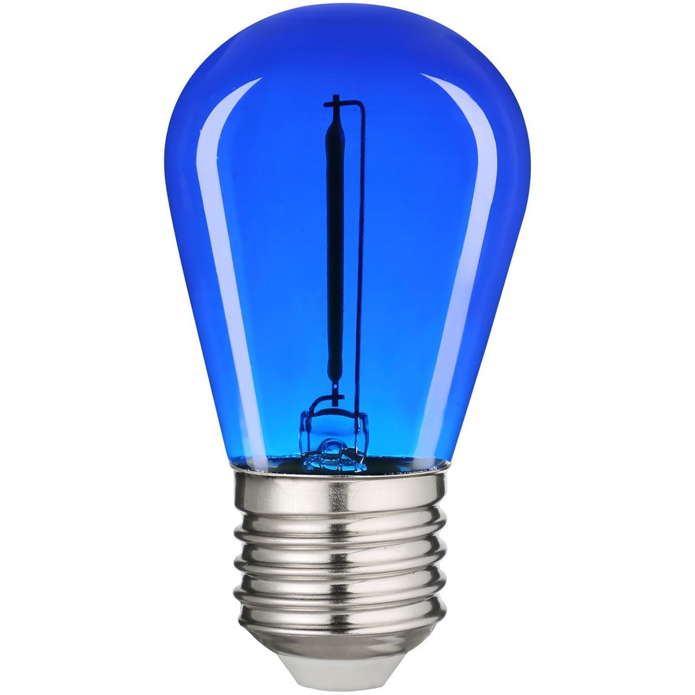 0,6W Blå LED Kronepære med E27 fatning - Kultråd - 230V - 50lm - RA80