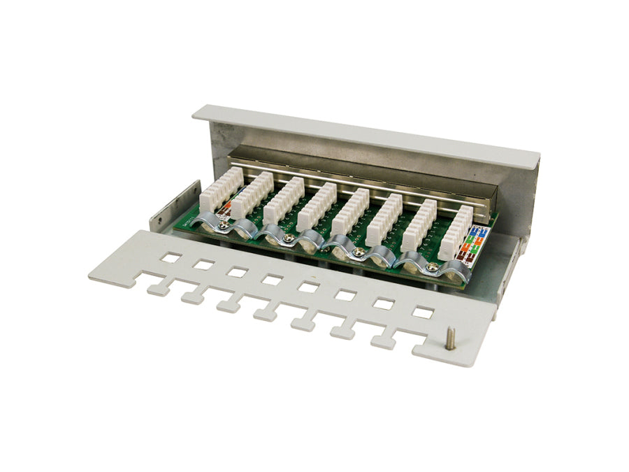 Patch panel - 8 x RJ45 CAT6 skærmet, Grå