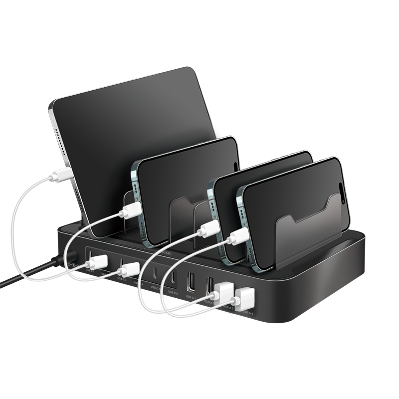USB-C ladestation - 4xUSB-A, 6xUSB-C, PD+QC, 120W