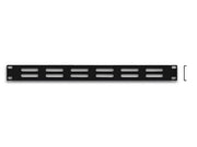 Blændplade til 19" rack - 1U m. ventilationsriller, sort