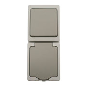 Afbryder/stikkontakt kombi IP54 lodret grå