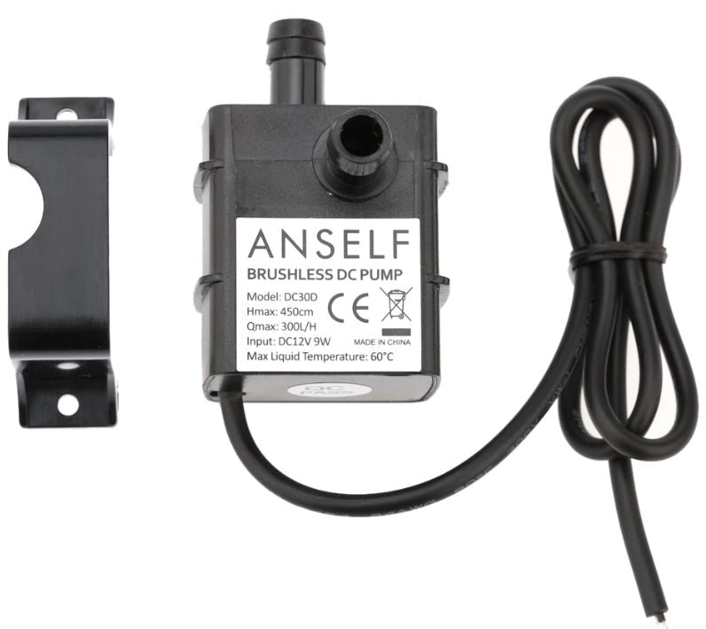 Mini vandpumpe - 12Vdc / 9W (Hmaks.:450cm, Qmaks.:300L/t)