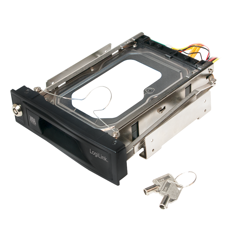 Flytbar Harddisk kabinet til 3,5" SATA HDD, Sort Alu.