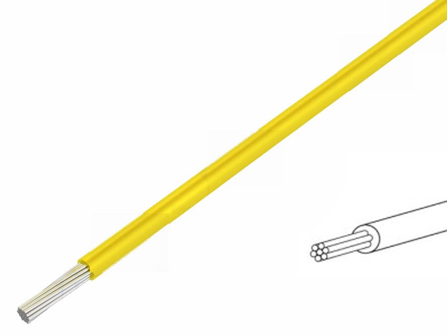 Silikoneledning - 0,75mm² trådet, 180°C Gul (metervare)