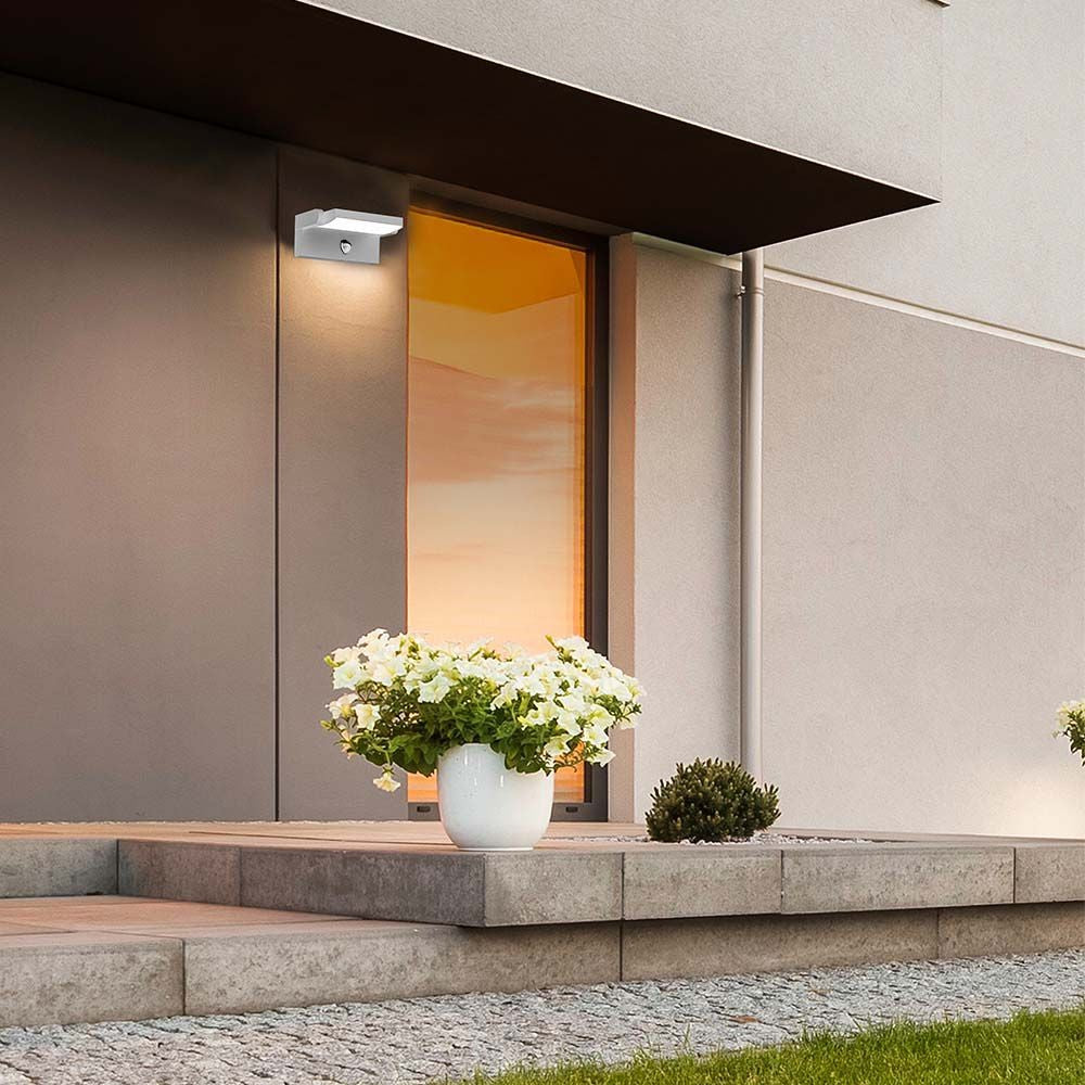 17W LED Væglampe med Sensor, 3000K, Sort, IP65 - Udendørs væglampe med bevægelsessensor og høj lysstyrke.