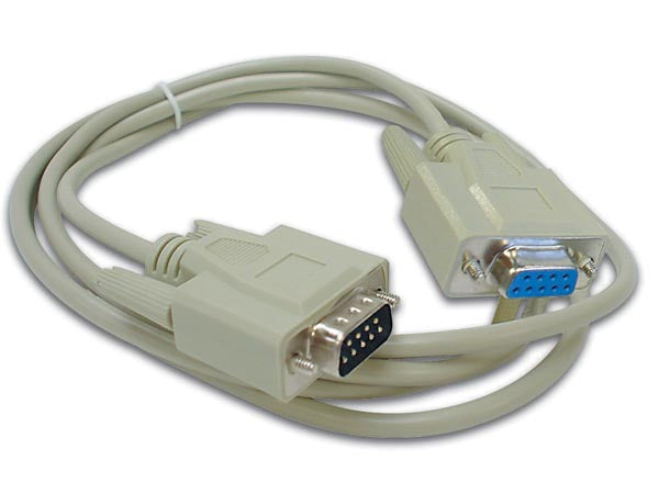 Seriel kabel - SUBD9 han til SUBD9 hun, Beige (5m)