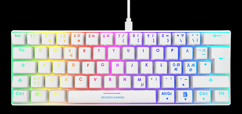 Mini mekanisk gaming tastatur - RGB, Brune Switche, Hvid