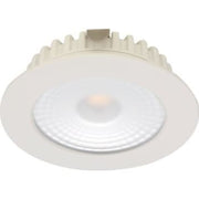 On Cabinet downlight 5W 12V AC/DC 3000K, dæmpbar, IP44, Ø70, Hvid