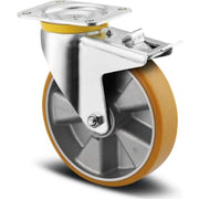Drejeligt hjul med bremse, Ø125 mm