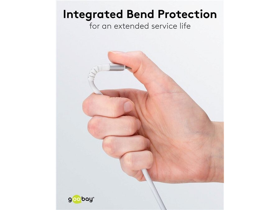 USB-C til Lightning Supersoft PD Tekstilkabel, 3A, Hvid (1m)