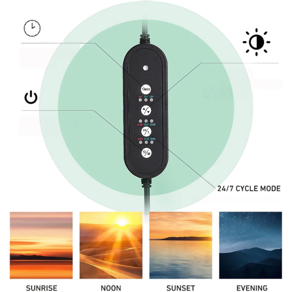 30 cm LED akvarielampe med RGBW lys, 18W effekt og timer - 230V input