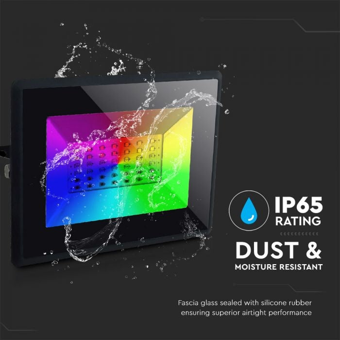 V-Tac 50W LED projektør RGB-Med RF fjernbetjening,udendørs