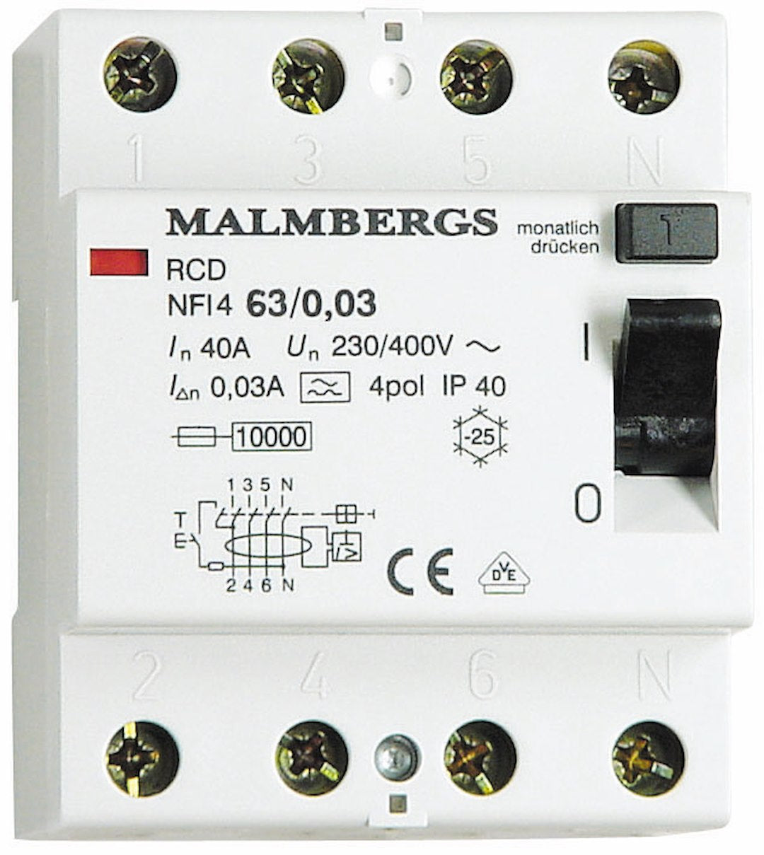 FEJLSTRØMSRELÆ 4P 63A 4M.HPFI