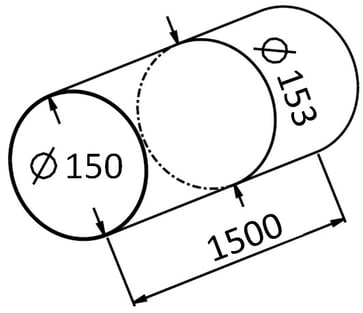 Rund Ø150 kanalrør L=1,5m PVC