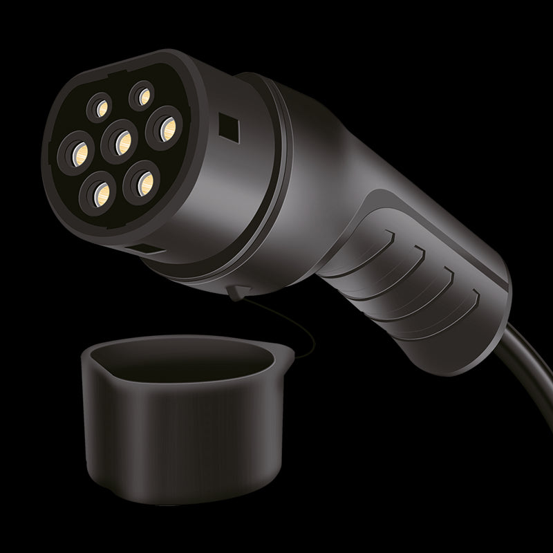 Spiral ladekabel til elbil - 22kW, 32A, 3-faset, type 2 (5m)