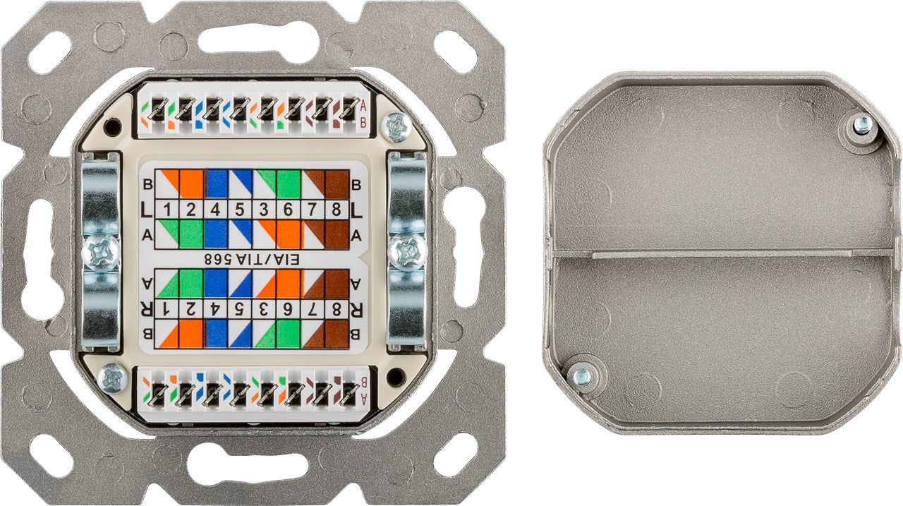 Modular vægdåse - 2 x RJ45, LSA, CAT6 skærmet, Hvid