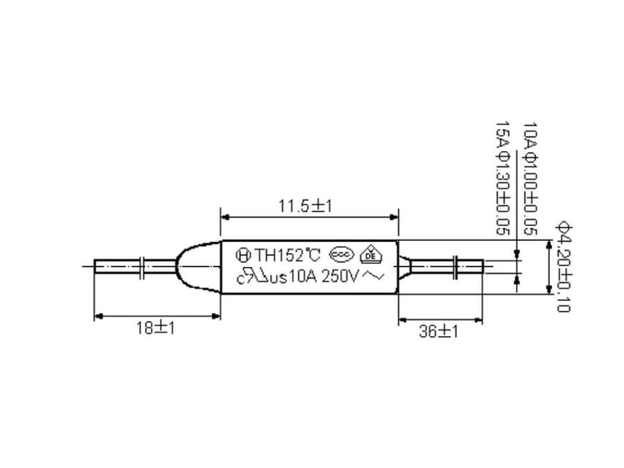 Termisk sikring - 128°C, 250V / 10A