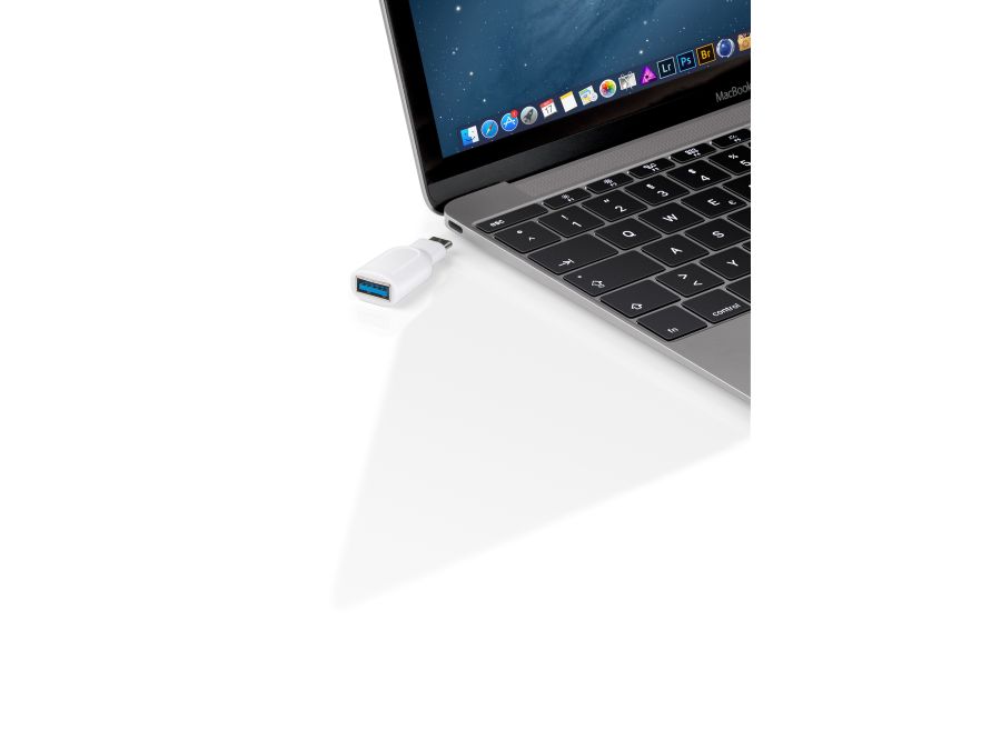 USB 3.0 adapter - USB-C han til A hun, Hvid