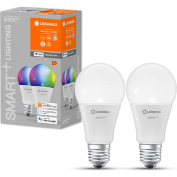 LEDVANCE SMART+ standard 9W RGBW 806 lumen, mat E27 WiFi 2-pak