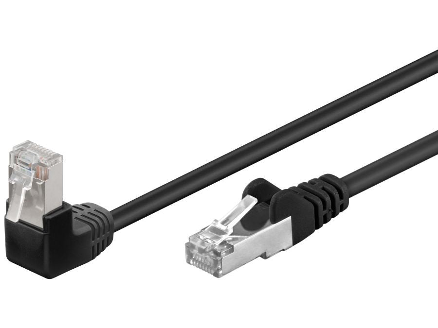 FTP netværkskabel - 2xRJ45, 1x90° CAT5e, Sort (0,5m)
