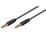 iPhone/iPad audiokabel - 4 pol JACK han/han, Sort (1,5m)